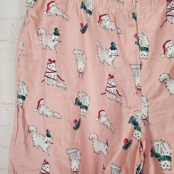 NEW Charter Club Womens Flannel Mix It Pajama Set Sz L Holiday Cat Kitty V-neck - Picture 8 of 16